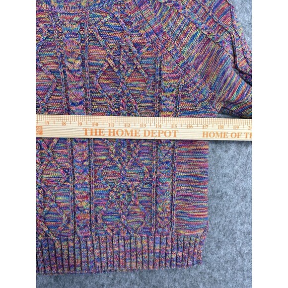 Gap Sweater Women’s M Pink Rainbow Cable Knit Pullover Marled Chunky Textured - Picture 6 of 10